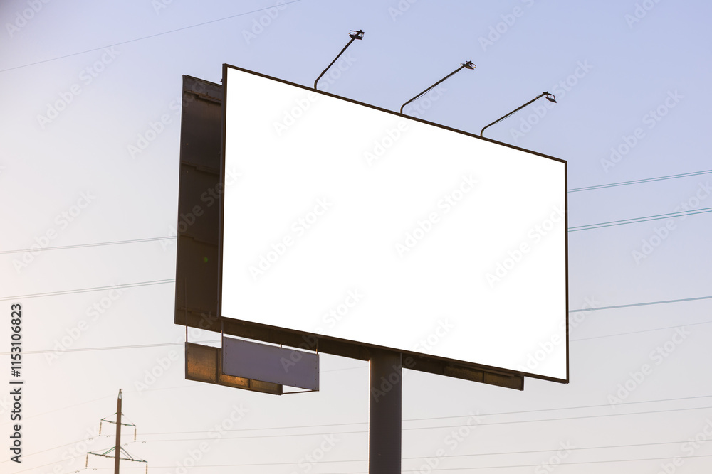 Obraz premium Background for design, white billboards on city streets and along roads