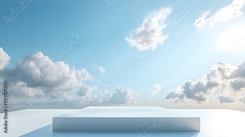 Blue Sky with White Clouds and Bright Sunlight photo