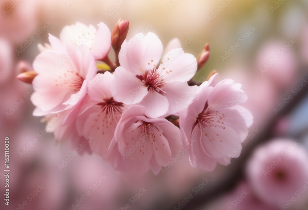 Close-up of delicate pink cherry blossoms with dreamy blurred background Close-up of delicate pink cherry blossoms with dreamy blurred background