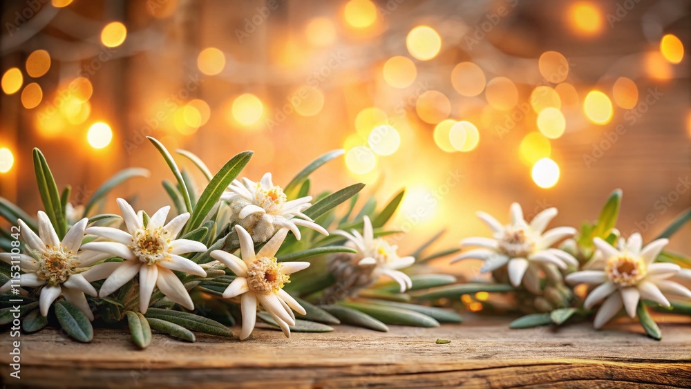 Elegant Oktoberfest Border: Long Exposure Edelweiss Blooms Elegant Oktoberfest Border: Long Exposure Edelweiss Blooms