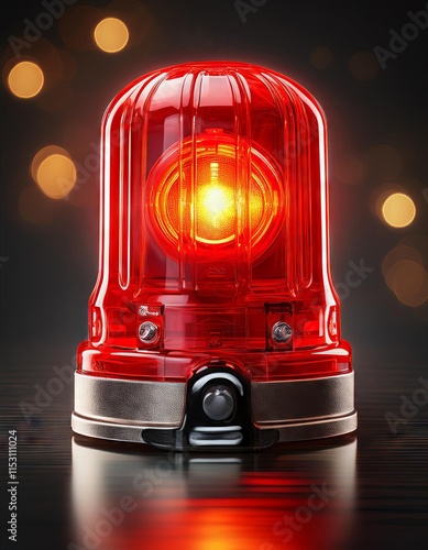 Red emergency siren on a black background. 3D illustration.
