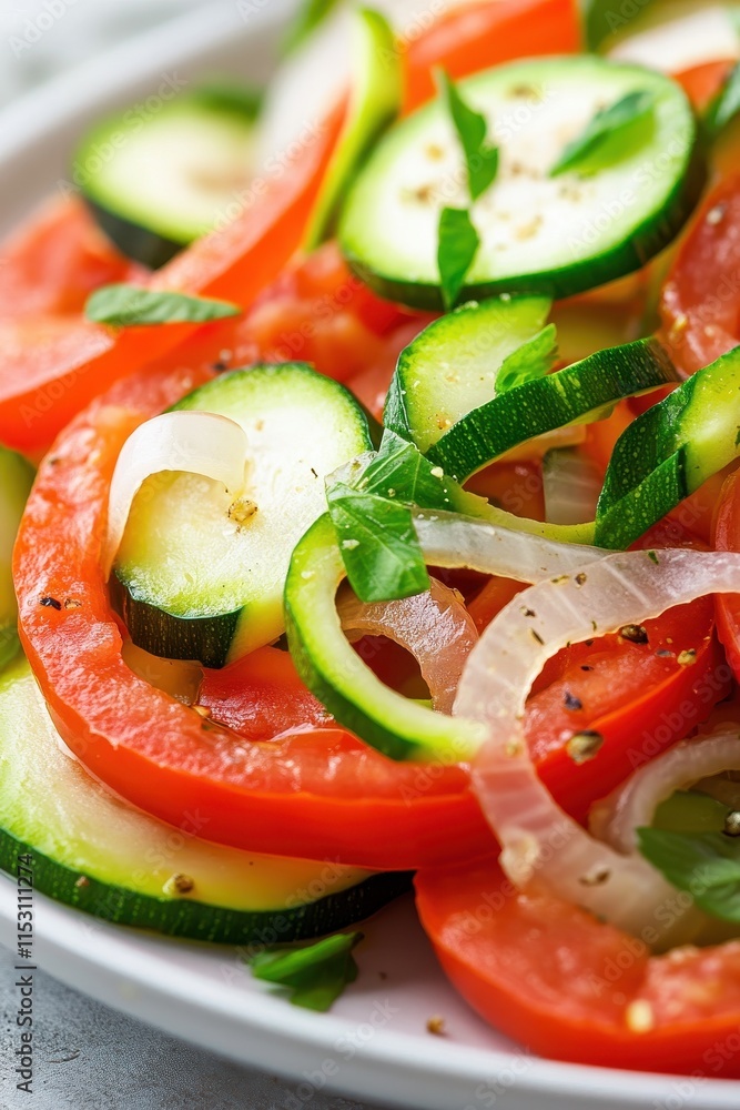 Close-up of a vibrant plate of zucchini noodles garnished with fresh herbs and a drizzle of olive oil. Close-up of a vibrant plate of zucchini noodles garnished with fresh herbs and a drizzle of olive oil.