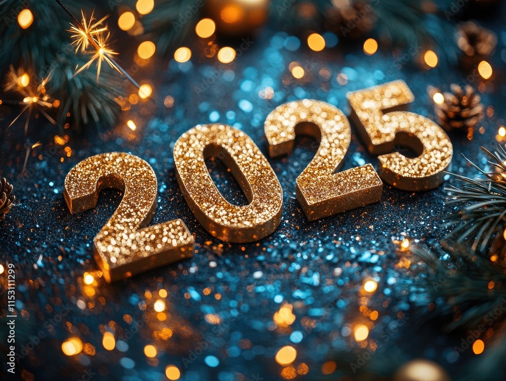 Happy New Year background with golden numbers Happy New Year background with golden numbers