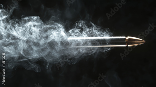Realistic flying bullet with smoke trace isolated, a set of shot bullets in slow motion, various types firearm projectiles, gunfire vector illustrations