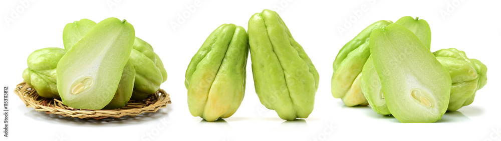 Chayote on a white background Chayote on a white background