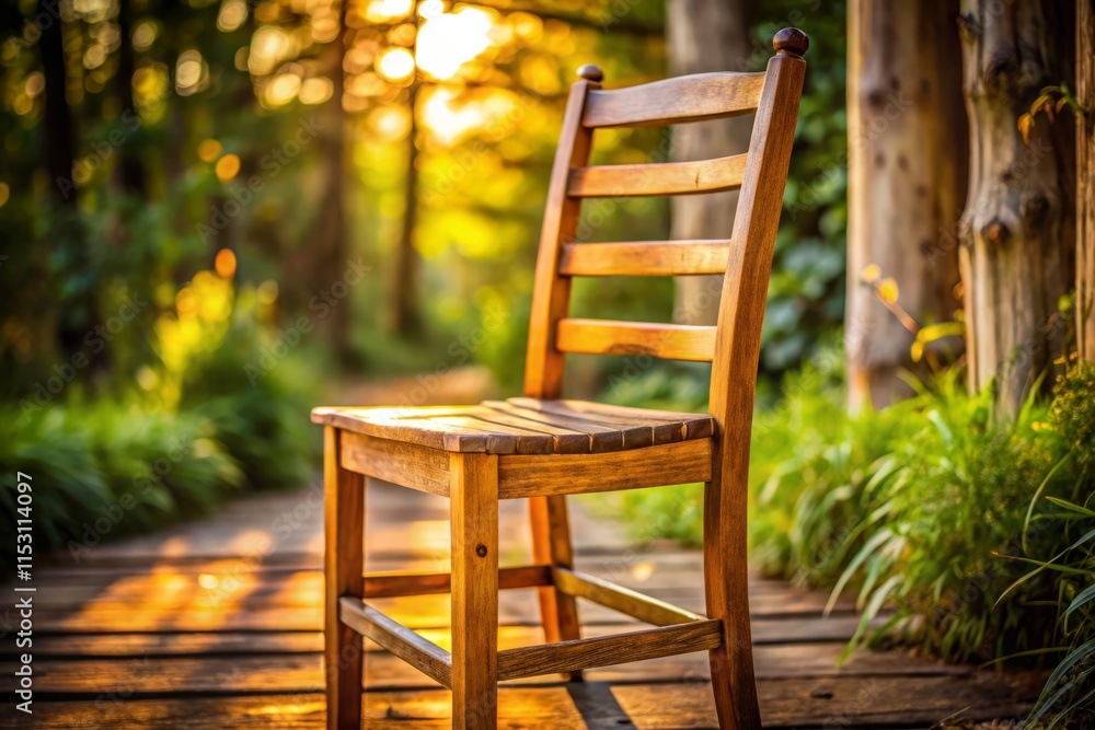Ladder Back Chair: Rustic Wooden Furniture, Medium Shot Photography Ladder Back Chair: Rustic Wooden Furniture, Medium Shot Photography