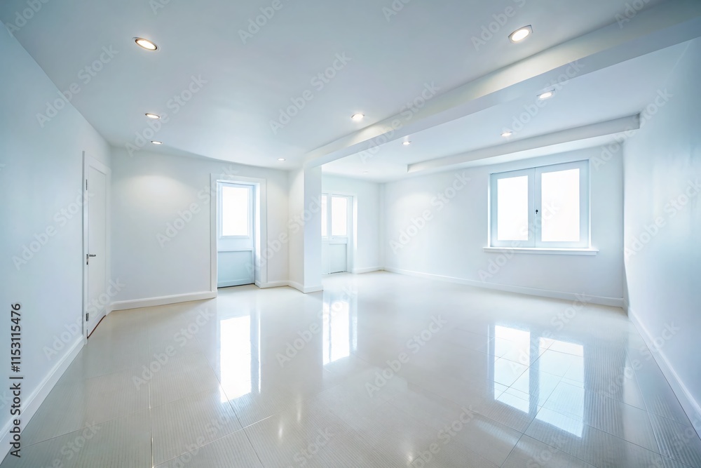 Empty White Room, Miniature Tilt-Shift Photography, Minimalist Interior Design Empty White Room, Miniature Tilt-Shift Photography, Minimalist Interior Design