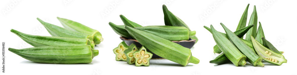 Obraz premium fresh okra isolated on a white background