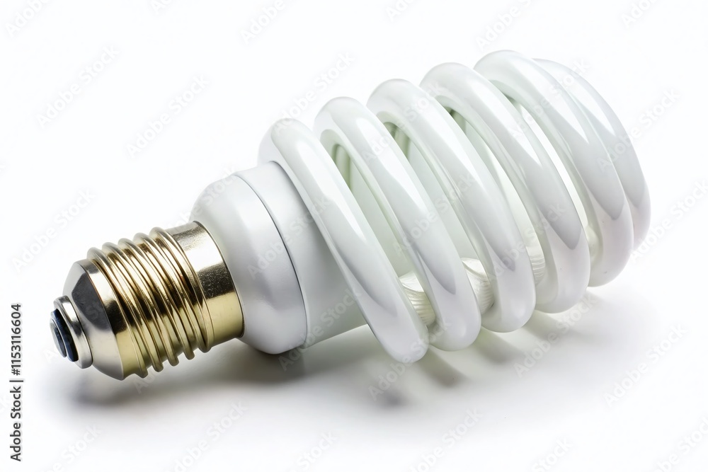 Energy-Efficient Compact Fluorescent Light Bulb - Isolated on White Background - Right-Aligned with Copy Space Energy-Efficient Compact Fluorescent Light Bulb - Isolated on White Background - Right-Aligned with Copy Space