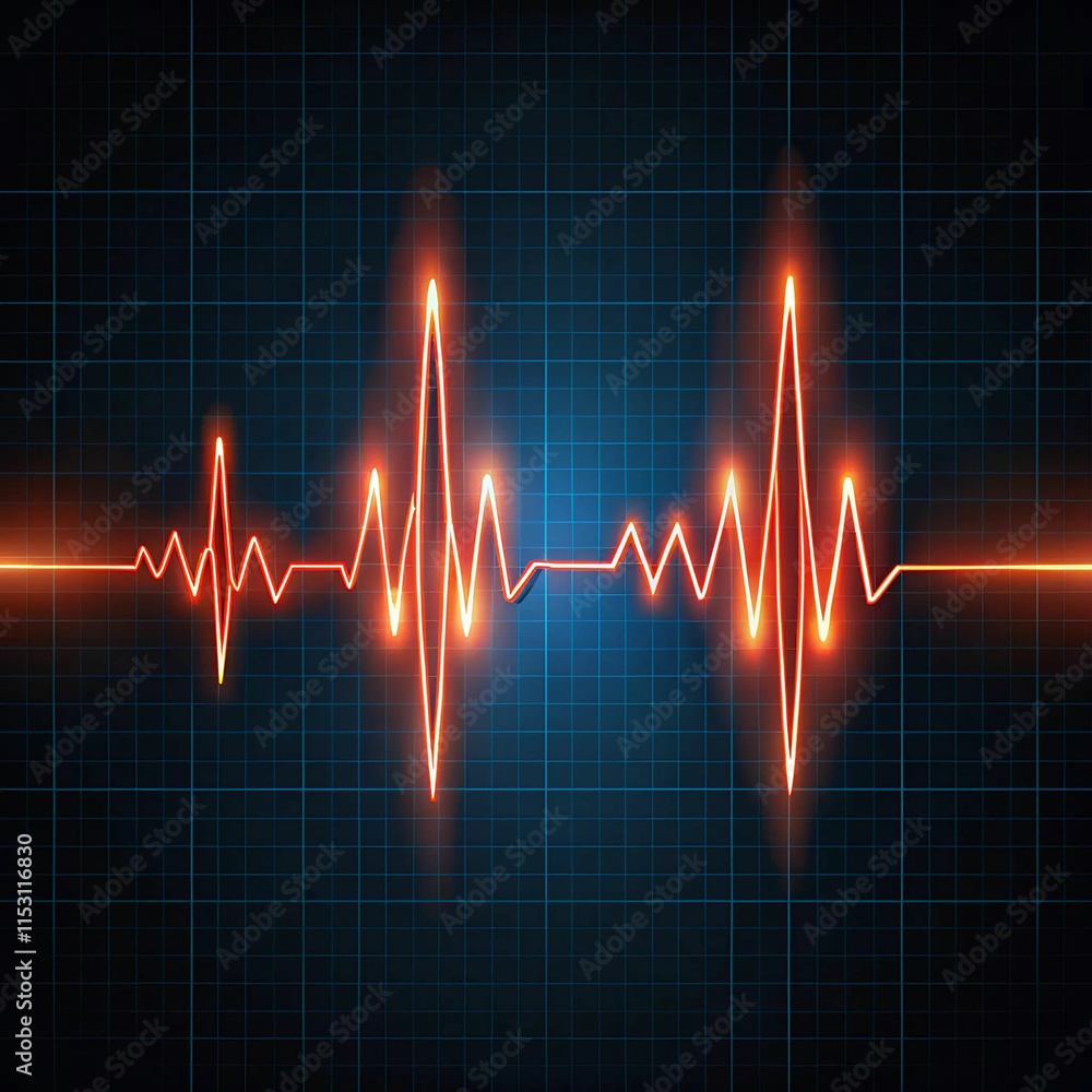 A vector illustration of an abstract cardiogram on a dark A vector illustration of an abstract cardiogram on a dark