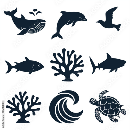 set of sea animals