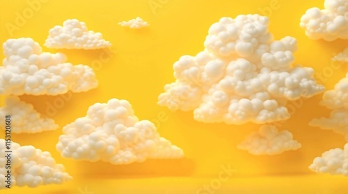 Wallpaper Mural bright 3d yellow clouds background. abstract soft fluffy graphic wallpaper. Ideal for backgrounds, children's designs, weather themes and cheerful designs. Torontodigital.ca