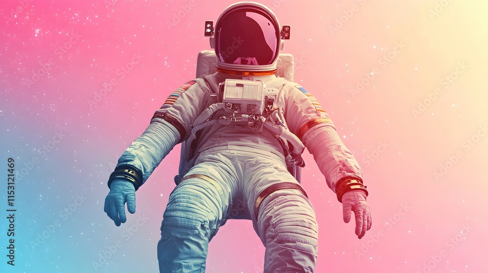 Fototapeta premium Astronaut in Colorful Cosmic Background