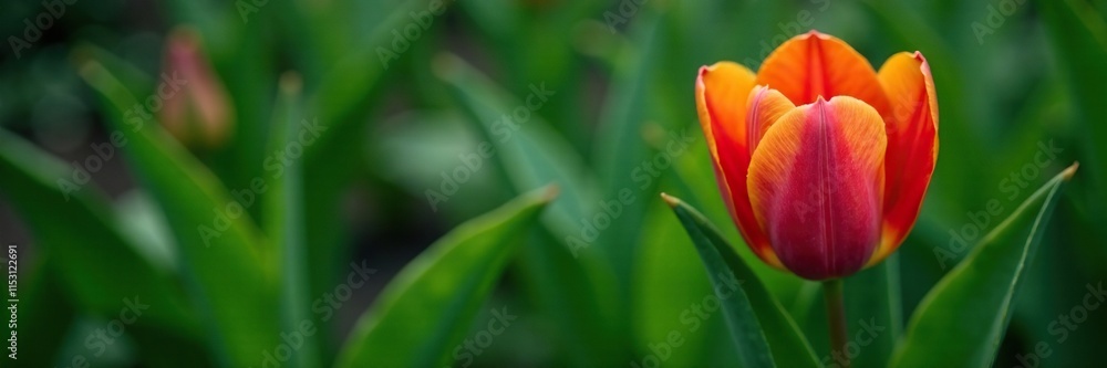 water droplets on dark green leaves and a tulip, green, garden water droplets on dark green leaves and a tulip, green, garden