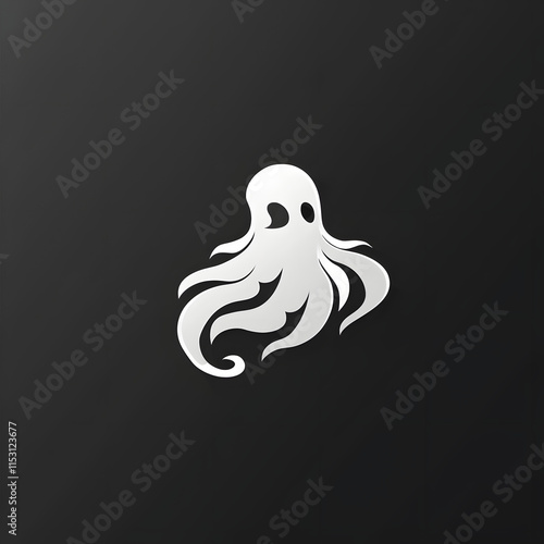 A white octopus with a black background photo