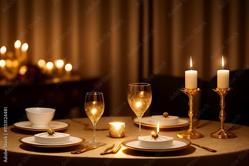 Luxurious New Year’s Eve Dinner: Elegant Golden Tableware and Twinkling Lights
Luxurious New Year’s Eve Dinner: Elegant Golden Tableware and Twinkling Lights