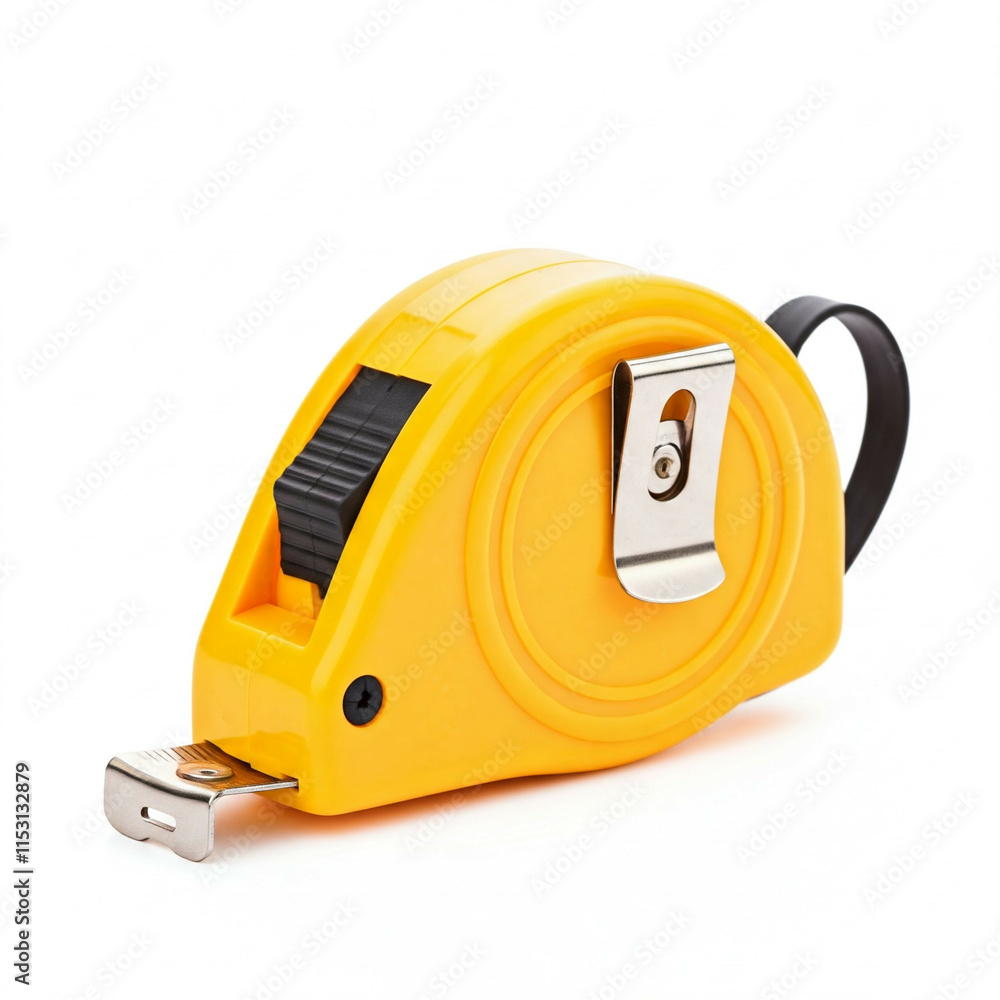 Fototapeta premium yellow tape measure isolated on white background