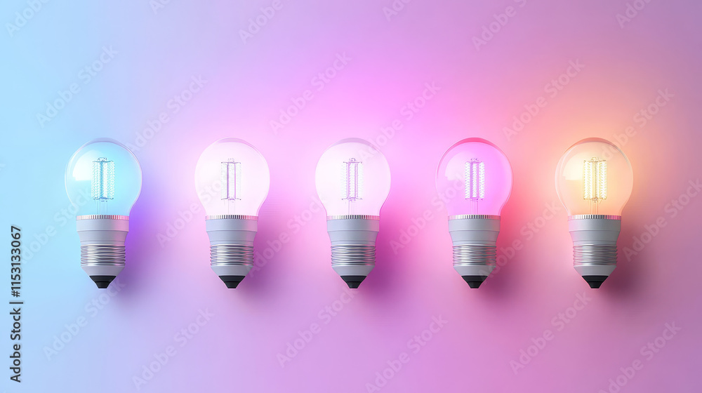 3d led bulb lamp. Smart cfl with light temperature glowing mockup. Realistic incandescent spot with warm and cold advertising promo compare. Different type of lightbulb spectrum 3d led bulb lamp. Smart cfl with light temperature glowing mockup. Realistic incandescent spot with warm and cold advertising promo compare. Different type of lightbulb spectrum
