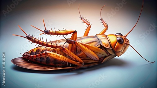 Funny Cartoon Dead Cockroach Night Photography White Background
