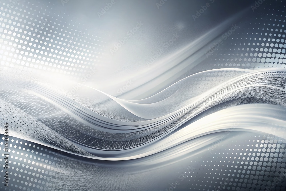 Futuristic Abstract Background: Soft Grey & White Waves, Halftone Design Futuristic Abstract Background: Soft Grey & White Waves, Halftone Design