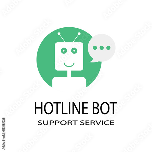 green hotline bot logo like support service. flat simple trend modern friendly logotype design illustration isolated on white. concept of ai avatar chat bot icon robot for talking and fintech network