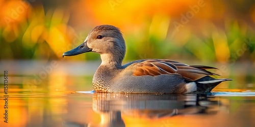 Gadwall Duck at Santragachi Jheel, Howrah, West Bengal, India - Wildlife Photography photo