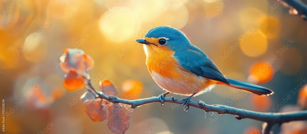 Vibrant Bluebird on Autumn Branch: A Serene Nature Scene Vibrant Bluebird on Autumn Branch: A Serene Nature Scene