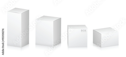 Set illustration of Super Realistic White Box Mockup Design isolated 