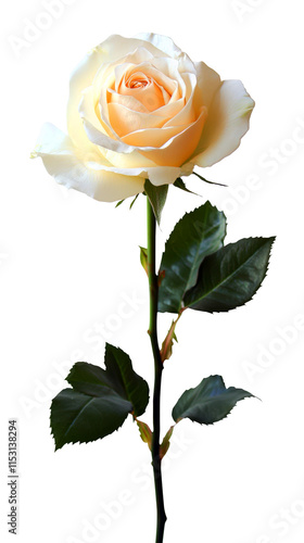 Yellow rose isolated on white photo