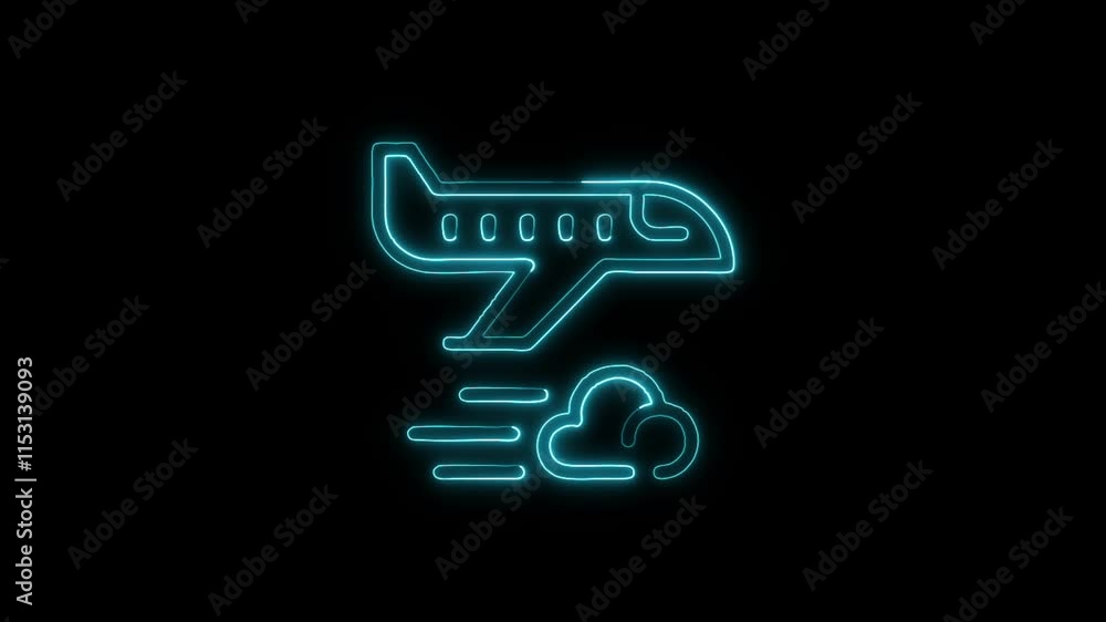 Glowing neon Air Pollution icon isolated on black background. HD Video motion graphic animation Glowing neon Air Pollution icon isolated on black background. HD Video motion graphic animation