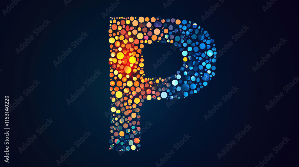 Letter P from the particles. The letter P consists of circles and points. Vector illustration. Letter P from the particles. The letter P consists of circles and points. Vector illustration.