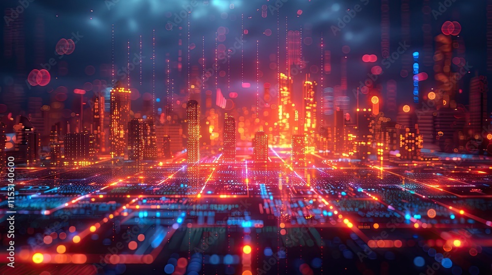 Obraz premium Digital sticky notes and doodles on a glowing tablet