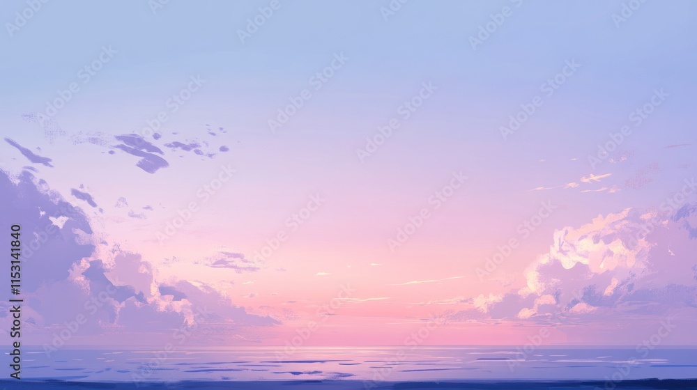 A serene seascape at sunset, showcasing soft hues of pink and blue in the sky. A serene seascape at sunset, showcasing soft hues of pink and blue in the sky.