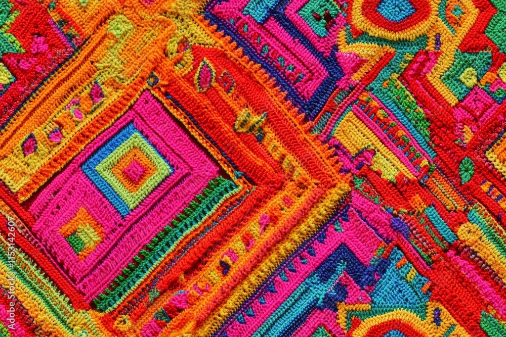 Seamless Linen Knit Textile Background with Colorful Geometric Patterns And Shapes Seamless Linen Knit Textile Background with Colorful Geometric Patterns And Shapes