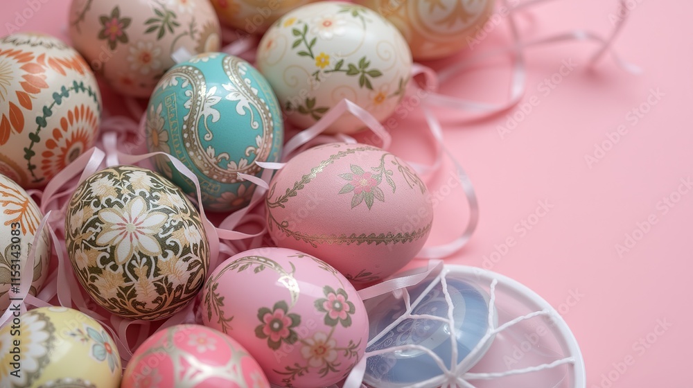 Intricately designed Easter eggs with 3D floral decor. Intricately designed Easter eggs with 3D floral decor.