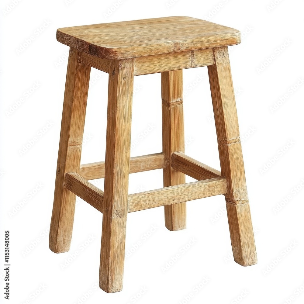 Rustic Wooden Stool, Simple and Elegant Light Brown Bamboo Style Chair for Home Decor. Rustic Wooden Stool, Simple and Elegant Light Brown Bamboo Style Chair for Home Decor.