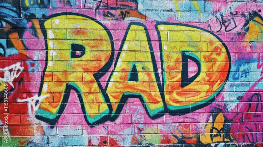 Obraz premium grungy street wall painted in graffiti style with Gen Z slang word 