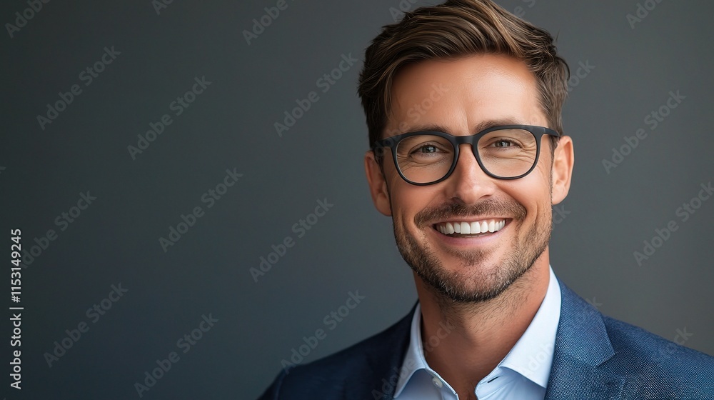 Confident Businessman in Formal Attire with Stylish Glasses Confident Businessman in Formal Attire with Stylish Glasses