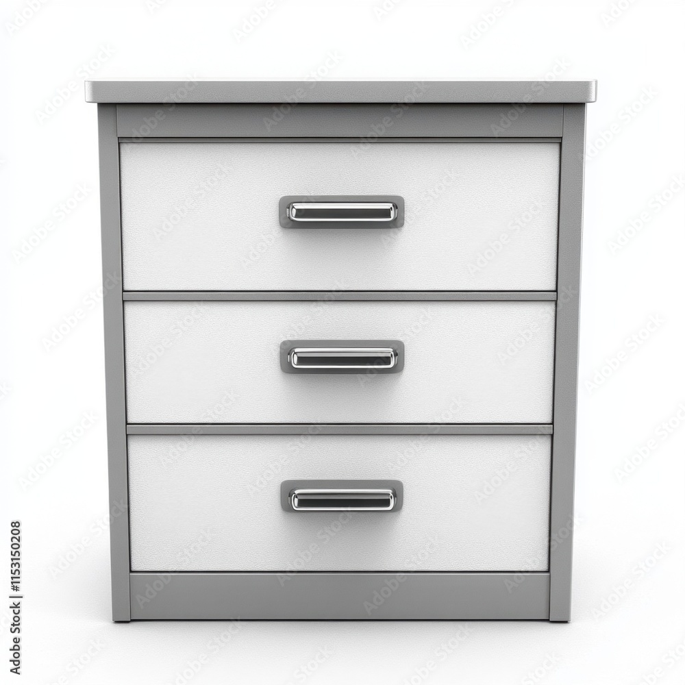 Modern Three-Drawer Chest of Drawers, Grey and White, Minimalist Design, Home Furniture. Modern Three-Drawer Chest of Drawers, Grey and White, Minimalist Design, Home Furniture.