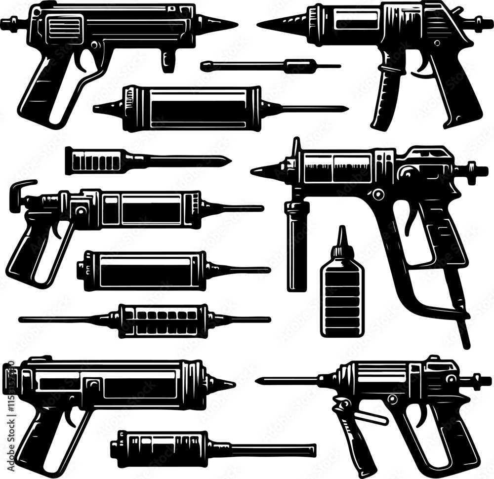 Caulking Gun Silhouette Vector Art Caulking Gun Silhouette Vector Art