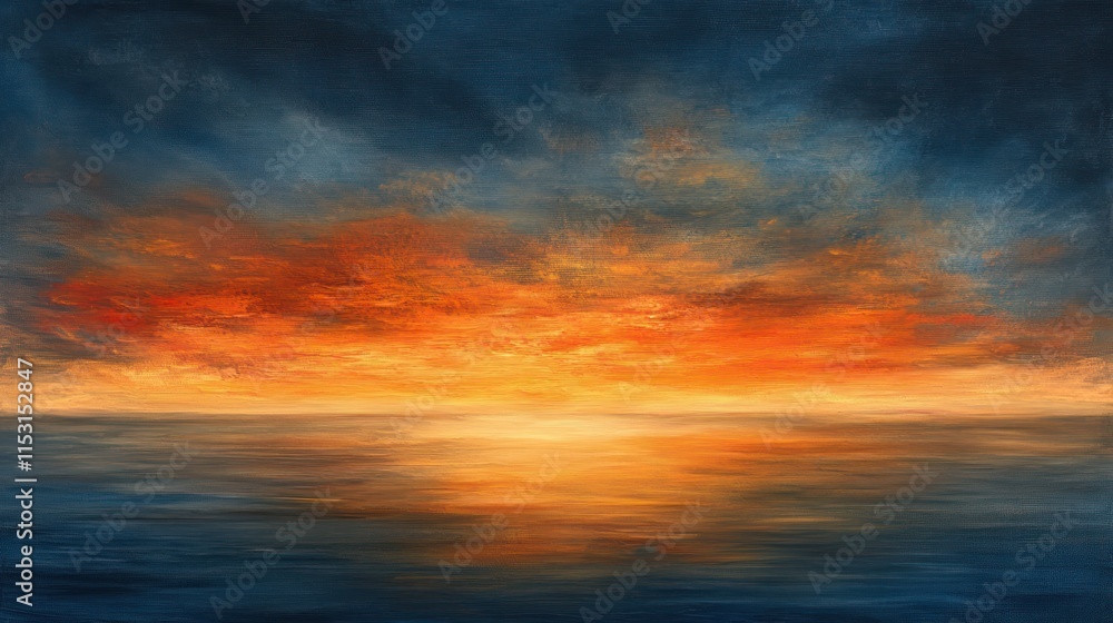 A vibrant sunset over calm waters, showcasing a blend of orange, red, and blue hues. A vibrant sunset over calm waters, showcasing a blend of orange, red, and blue hues.