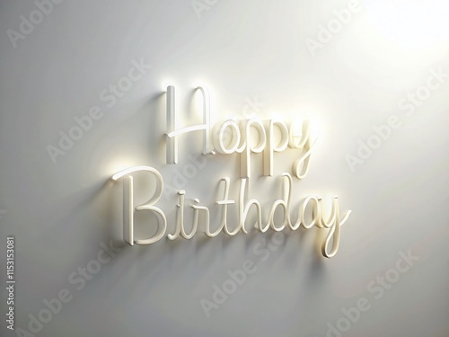 Happy Birthday White Text Shadow Long Exposure Stock Photo