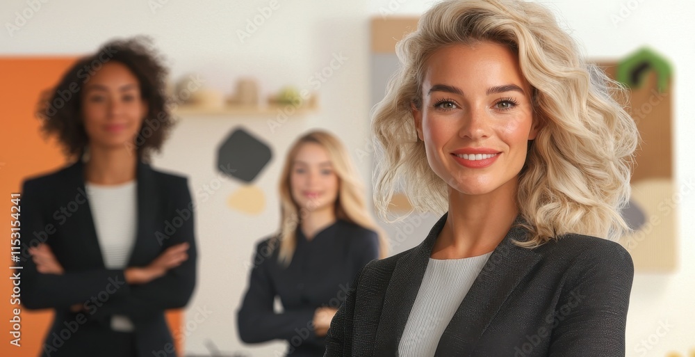Confident Business Women in Stylish Office with Modern Decor and Collaborative Atmosphere Confident Business Women in Stylish Office with Modern Decor and Collaborative Atmosphere