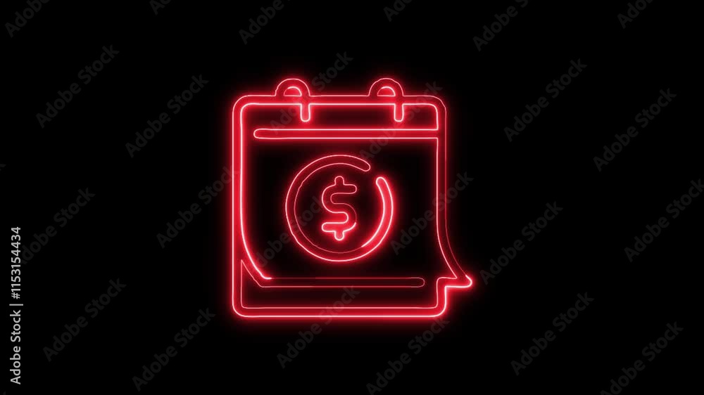 Glowing neon Pay Day icon isolated on black background. HD Video motion graphic animation Glowing neon Pay Day icon isolated on black background. HD Video motion graphic animation