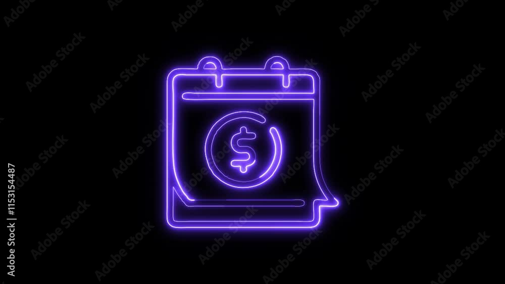 Glowing neon Pay Day icon isolated on black background. HD Video motion graphic animation Glowing neon Pay Day icon isolated on black background. HD Video motion graphic animation