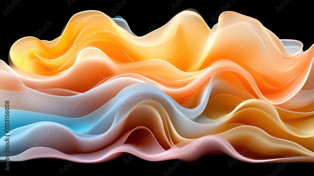 Fototapeta premium Abstract flowing pastel waves.
