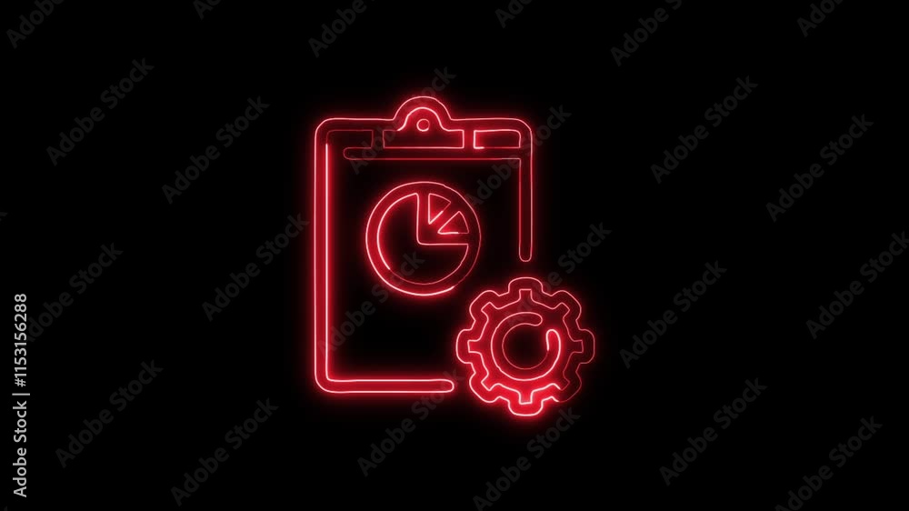 Glowing neon Report icon isolated on black background. HD Video motion graphic animation Glowing neon Report icon isolated on black background. HD Video motion graphic animation