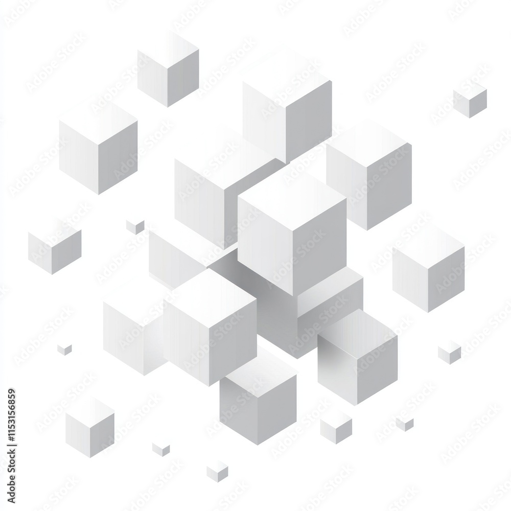 Abstract 3D white cubes cluster. Abstract 3D white cubes cluster.