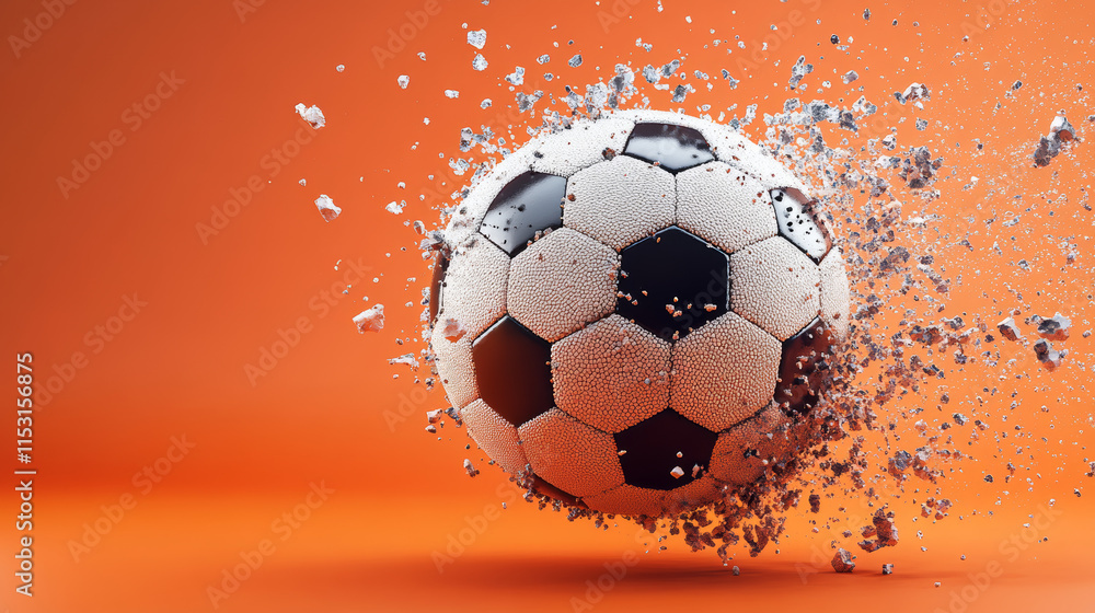 Fototapeta premium A soccer ball of particles. A soccer ball consists of small circles and dots