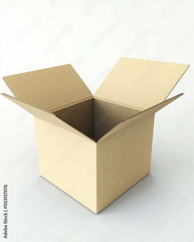 Empty cardboard box on a clean, minimalistic background, ideal for packaging concepts and shipping imagery. Empty cardboard box on a clean, minimalistic background, ideal for packaging concepts and shipping imagery.
